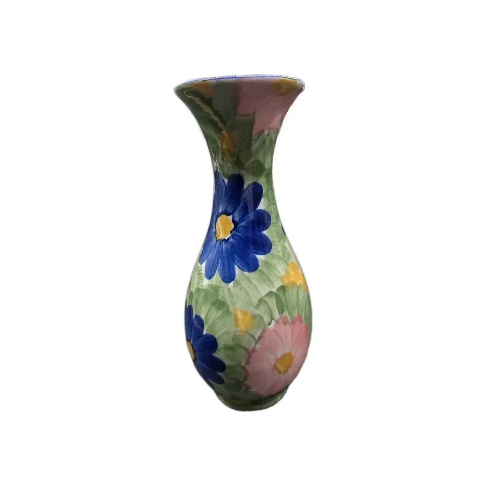 Multi Color Ceramic Vase Daisy Flower Hand Painted